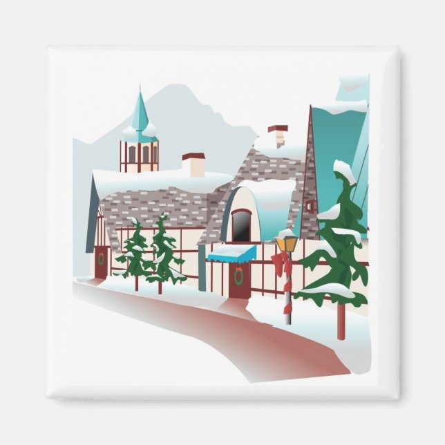 Aimant Village d'hiver à Noël (Devant)