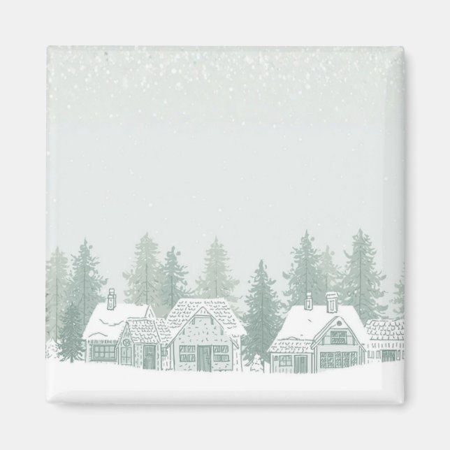 Aimant Village d'hiver de Noël vintage  (Devant)