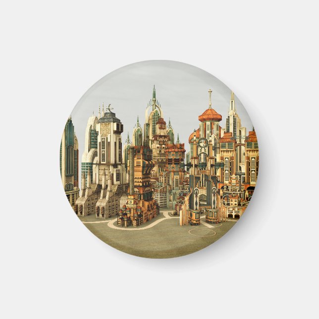 Aimant Ville de fantasy futuriste Art de la skyline de sc (Devant)