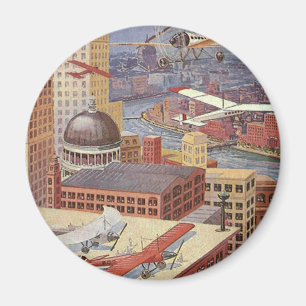 Aimant Ville de science-fiction vintage, Steam Punk victo