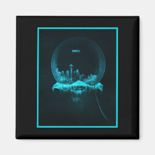 Aimant Ville d'Imaginaire dans un globe de neige avec un