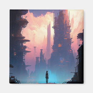 Aimant Ville futuriste de science-fiction