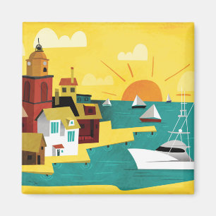 Aimant Ville portuaire abstraite