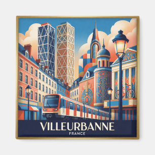 Aimant Villeurbanne France Gratte-Ciel City Collage