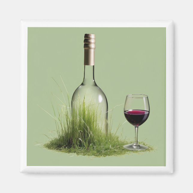 Aimant Vin Bouteille Grass (Devant)