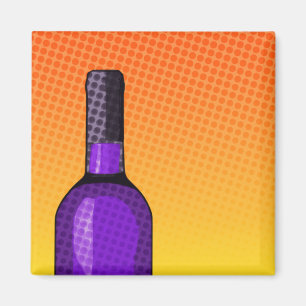 Aimant vin comique demi-ton verre et bouteille