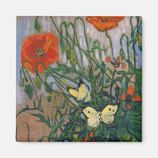Aimant Vincent van Gogh - Butterflies and Poppies (Devant)