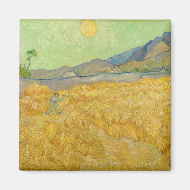 Aimant Vincent van Gogh - Champ de blé avec un moissonneu (Devant)