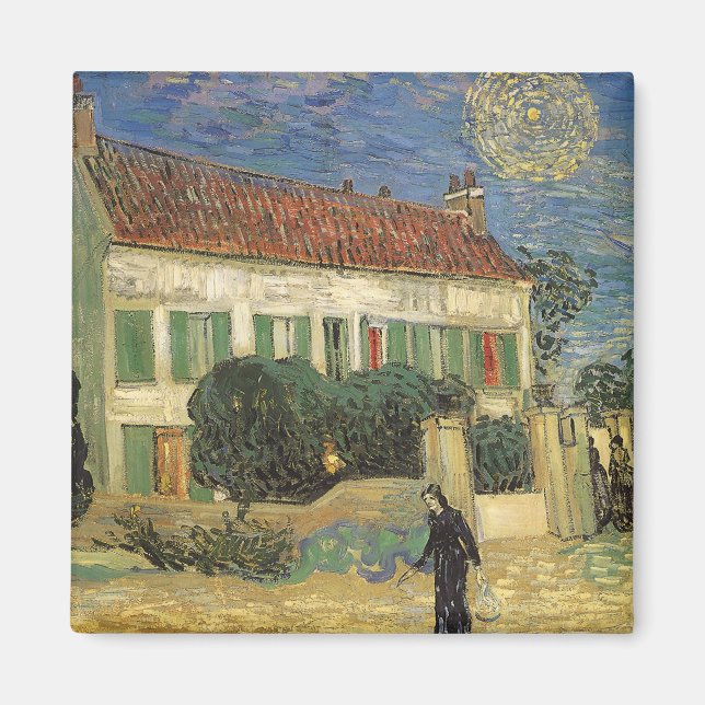 Aimant Vincent van Gogh - La maison blanche la nuit (Devant)