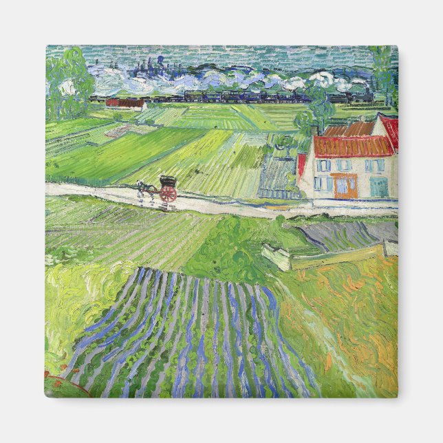 Aimant Vincent van Gogh - Paysage avec transport et train (Devant)