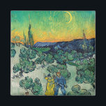 Aimant Vincent van Gogh - Paysage Lune avec couple<br><div class="desc">Paysage de la Lune / Couple Walking parmi les oliviers dans un paysage montagneux avec Crescent Moon - Vincent van Gogh,  Huile sur toile,  1890</div>