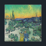 Aimant Vincent van Gogh - Paysage Lune avec couple<br><div class="desc">Paysage de la Lune / Couple Walking parmi les oliviers dans un paysage montagneux avec Crescent Moon - Vincent van Gogh,  Huile sur toile,  1890</div>