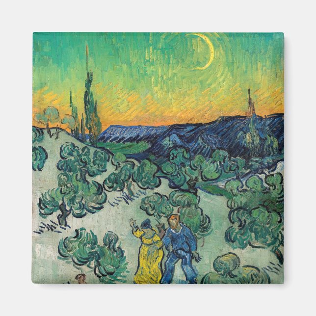 Aimant Vincent van Gogh - Paysage Lune avec couple (Devant)