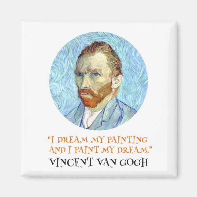 Aimant Vincent Van Gogh Portrait avec citation (Devant)