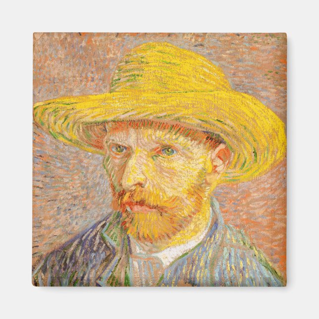 Aimant Vincent Van Gogh Self Portrait with Straw Hat Art (Devant)