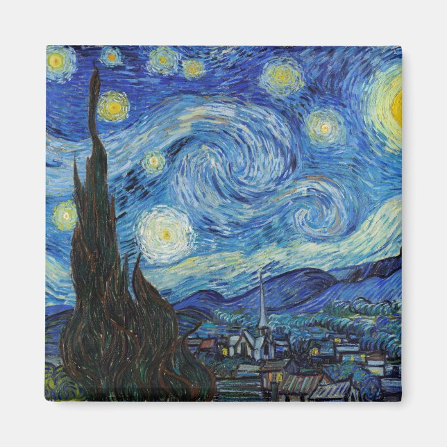 Aimant Vincent Van Gogh Starry Nuit Vintage Art (Devant)
