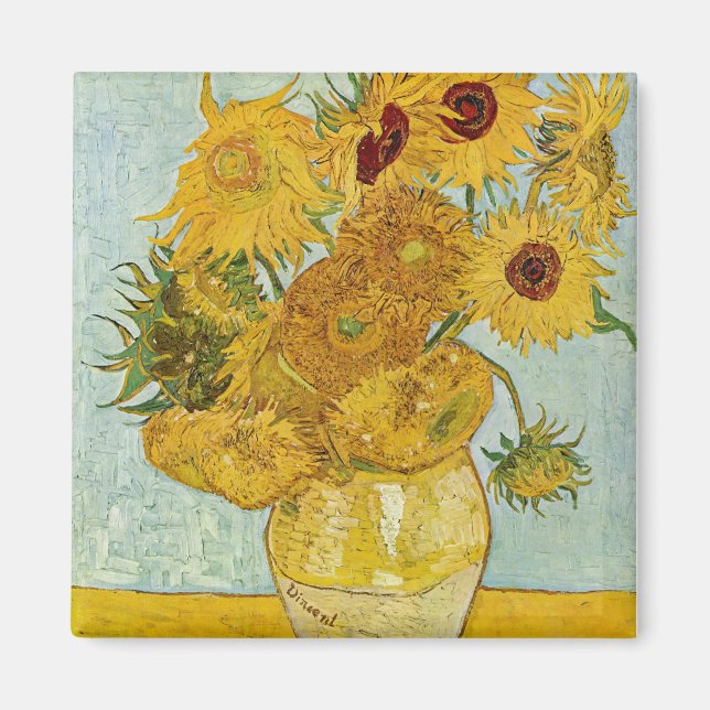 Aimant Vincent Van Gogh - Vase avec douze tournesols (Devant)