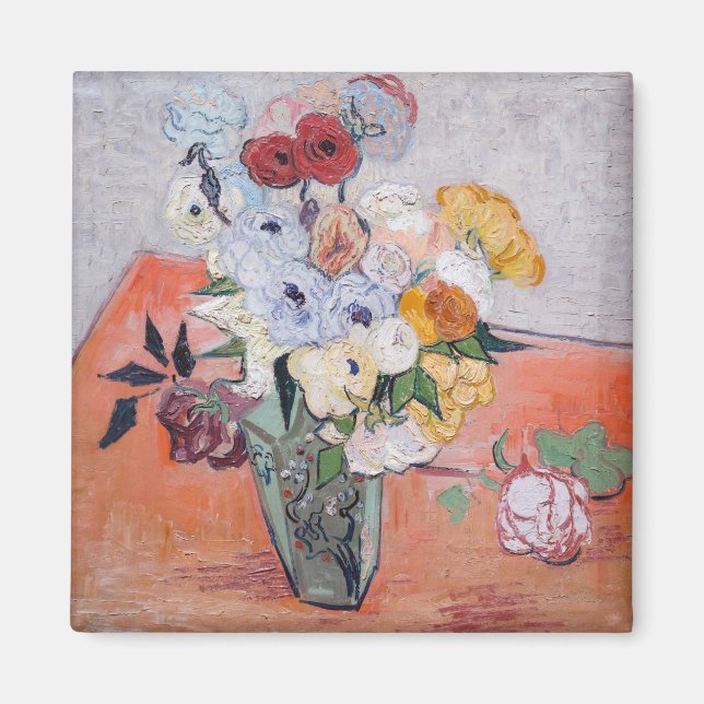 Aimant Vincent van Gogh - Vase avec Roses et anémones (Devant)