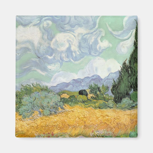 Aimant Vincent van Gogh | Wheatfield avec Cyprès, 1889 (Devant)