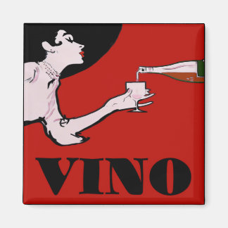Aimant VINO - Poster du vin de la Vintage dame