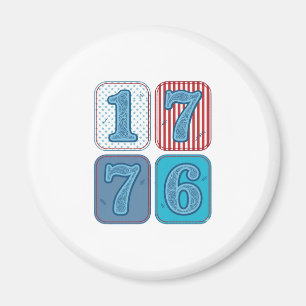 Aimant Vintage 1776 Patchwork Patriotique
