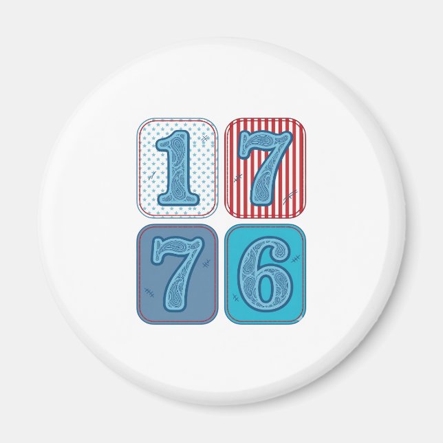 Aimant Vintage 1776 Patchwork Patriotique (Devant)