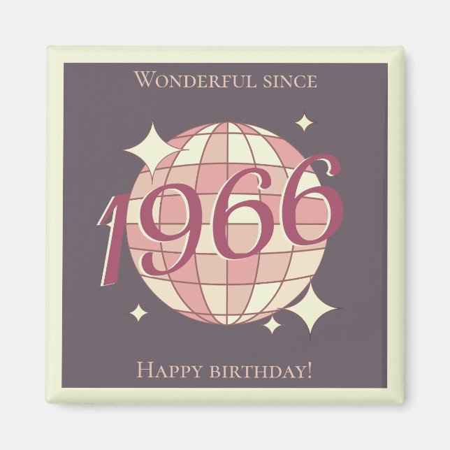 Aimant Vintage 1966 60e anniversaire rétro violet (Devant)