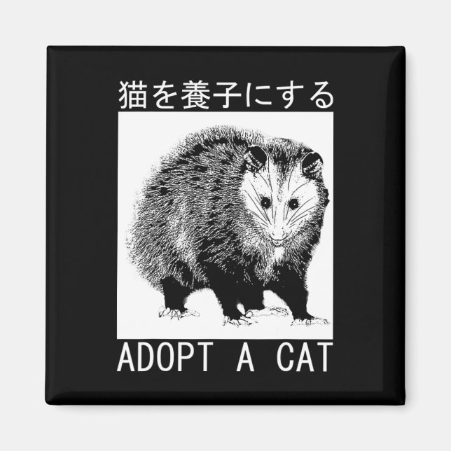 Aimant Vintage Adopter Un Chat Possum Japonais Opossum (Devant)