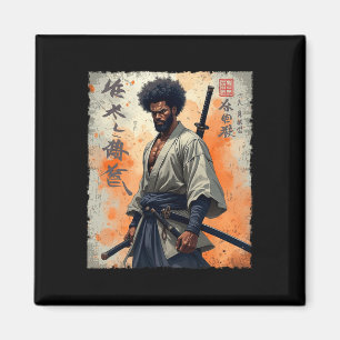 Aimant Vintage Africain Samurai Afro Américain Bushido Wa