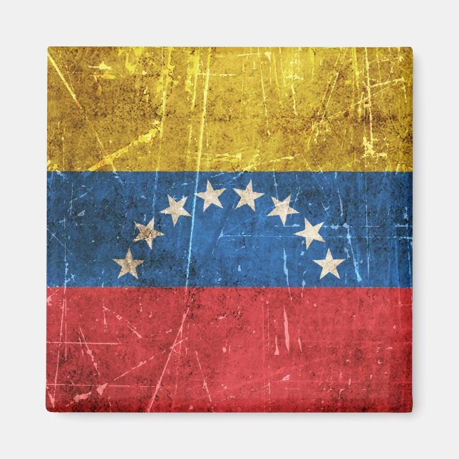 Aimant Vintage âge et drapeau rayé du Venezuela (Devant)