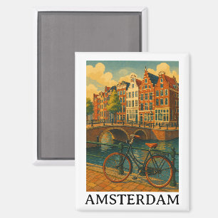 Aimant Vintage Amsterdam - Retro Travel Design