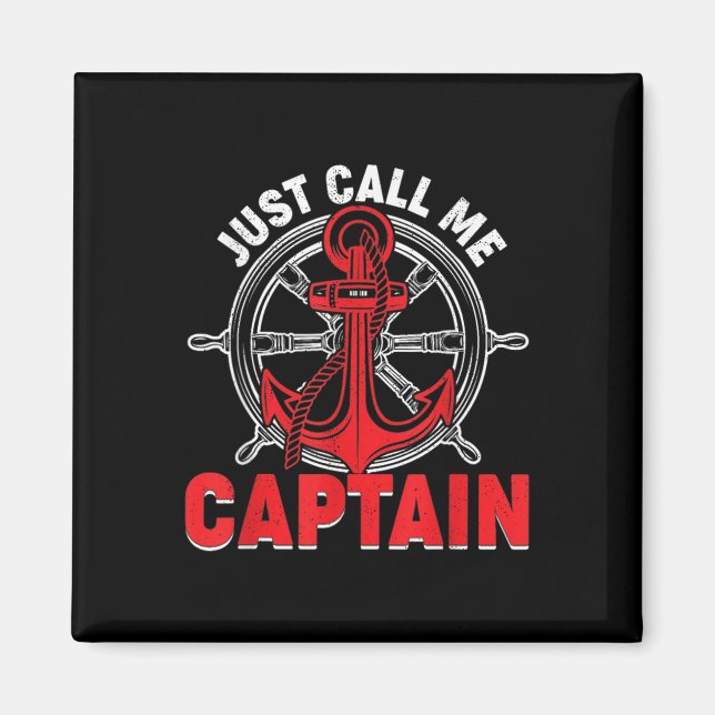 Aimant Vintage Appelez-Moi Simplement Capitaine Bateau Ma (Devant)