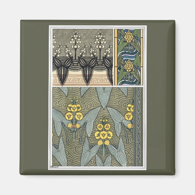 Aimant Vintage Art Nouveau Arrowhead Garden Fleurs (Devant)