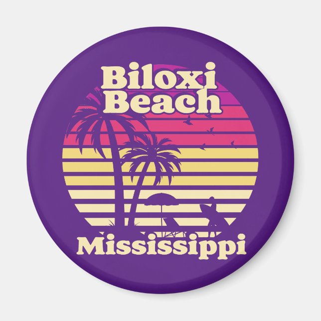 Aimant Vintage Biloxi Beach Mississippi (Devant)
