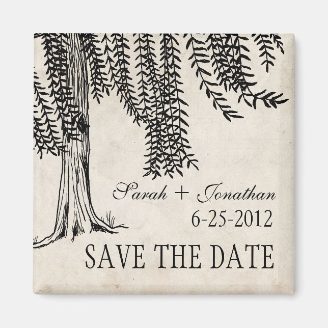Aimant Vintage Black Weeping Willow Enregistrer La Date (Devant)