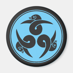 Aimant Vintage Bleu Gris Trois Oies Japon Mon Oriental