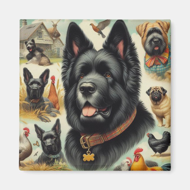 Aimant Vintage Bouvier des Flandres (Devant)