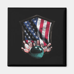 Aimant Vintage Bowling American Usa Drapeau 4 juillet Bow