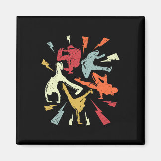 Aimant Vintage Break Dancing Bboy Poses Hip hop rétro