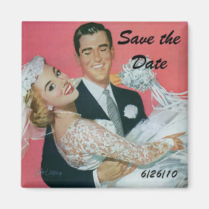 Aimant Vintage Bride and Groom Newlyweds Save the Date!