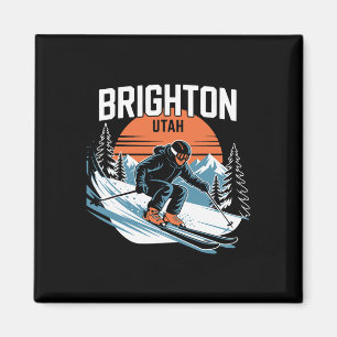 Aimant Vintage Brighton Utah Ski Sport d'hiver Rétro Su