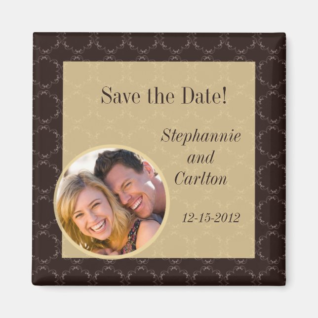 Aimant Vintage Brown/Faire-part de Mariage Creme (Devant)