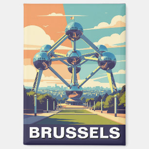 Aimant Vintage Bruxelles Belgique Atomium Travel