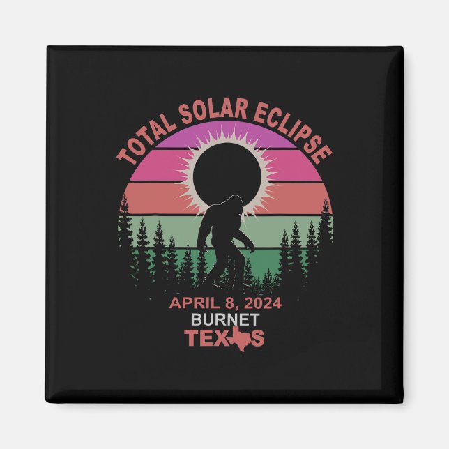 Aimant Vintage Burnet Texas Total Solar Eclipse 2024 (Devant)