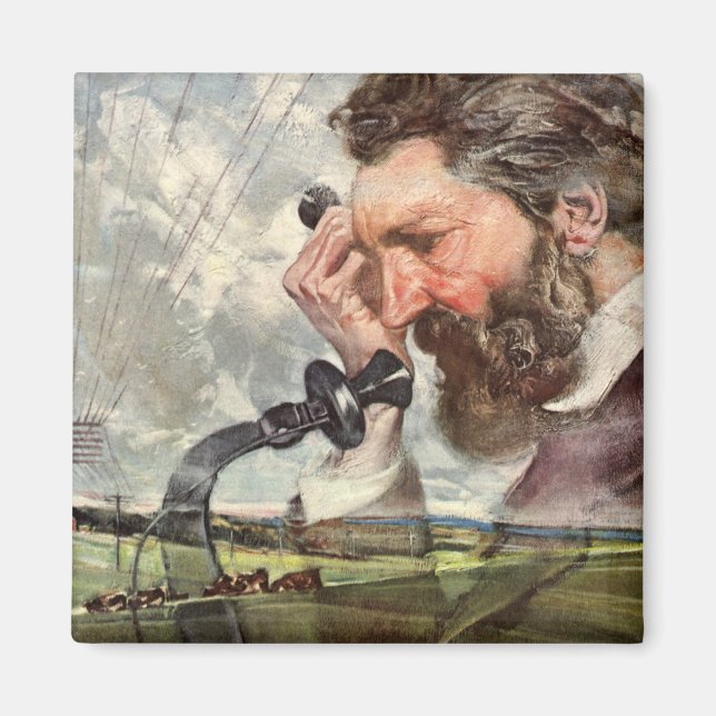 Aimant Vintage Business, Alexander Graham Bell Téléphone (Devant)