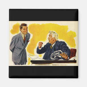 Aimant Vintage Business, Mad CEO Executive Boss Employé