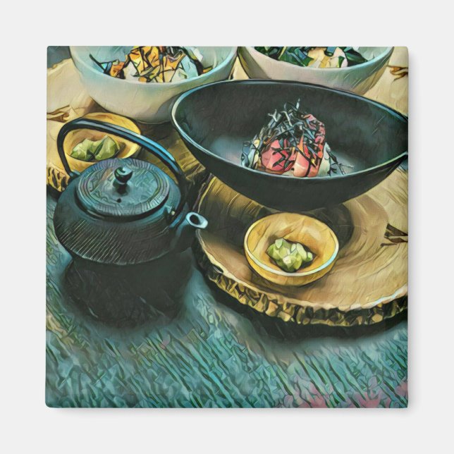 Aimant Vintage cadeau sushi (Devant)