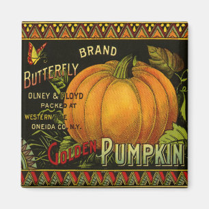 Aimant Vintage Can Étiquette Art, Papillon Citrouille Vég