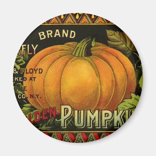 Aimant Vintage Can Étiquette Art, Papillon Citrouille Vég (Devant)