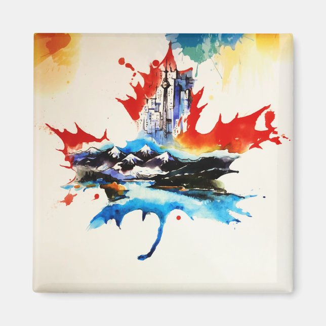 Aimant Vintage Canada Maple Leaf Travel Love Aquarelle (Devant)